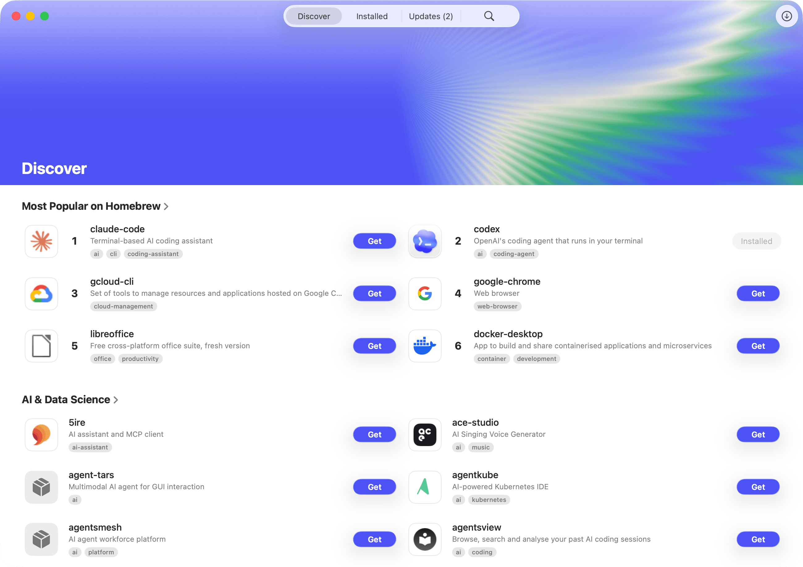 A screenshot of the Workbrew desktop app